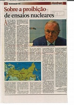 Artigo do Embaixador "Sobre proibição de ensaios nucleares" no "Domingo" Artigo do Embaixador "Sobre proibição de ensaios nucleares" no "Domingo"